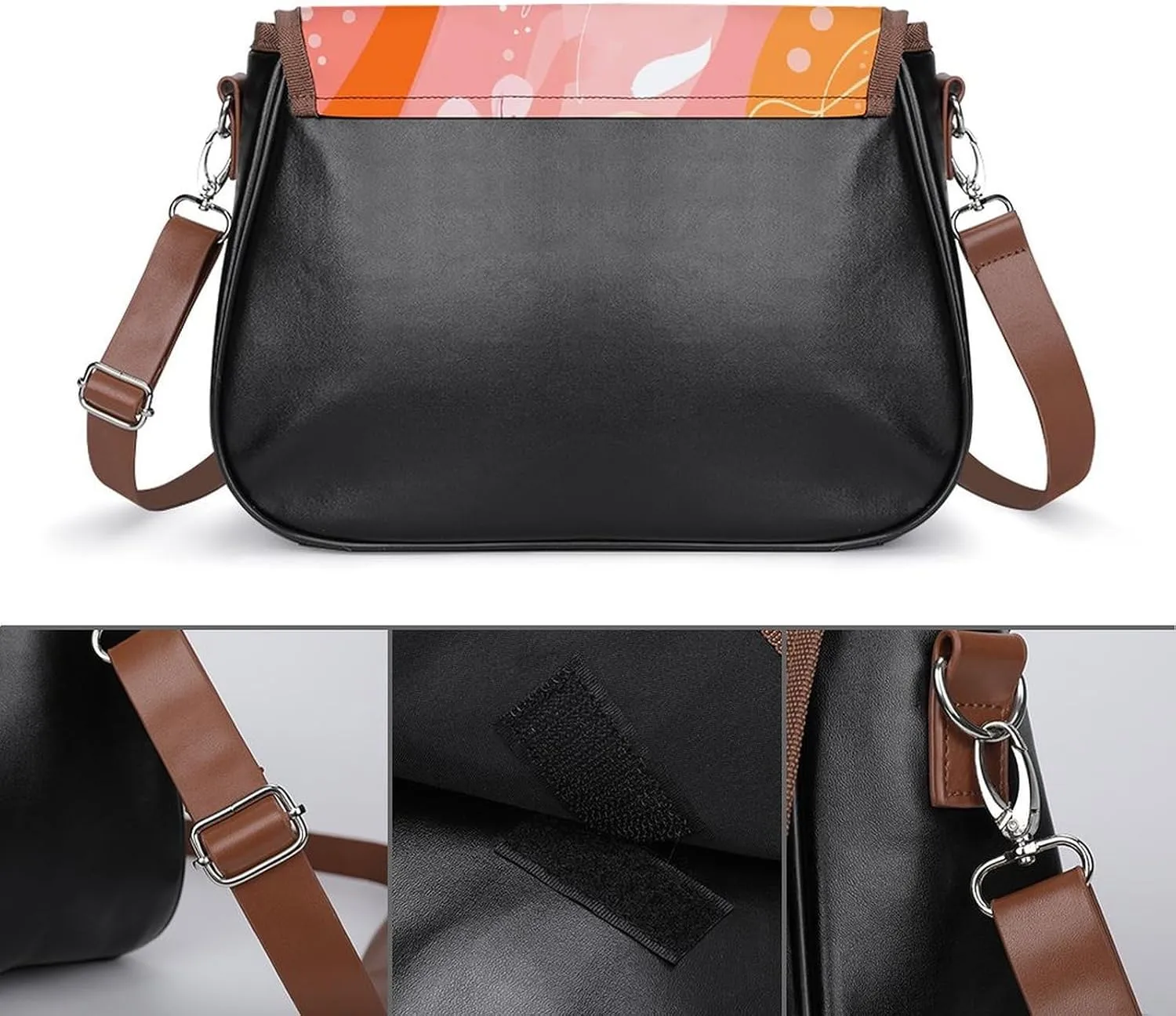 Leather Crossbody Bag for Women Bugs And Leaves Detachable Strap Handbags Travel Purse Shoulder Bag for Daily Use