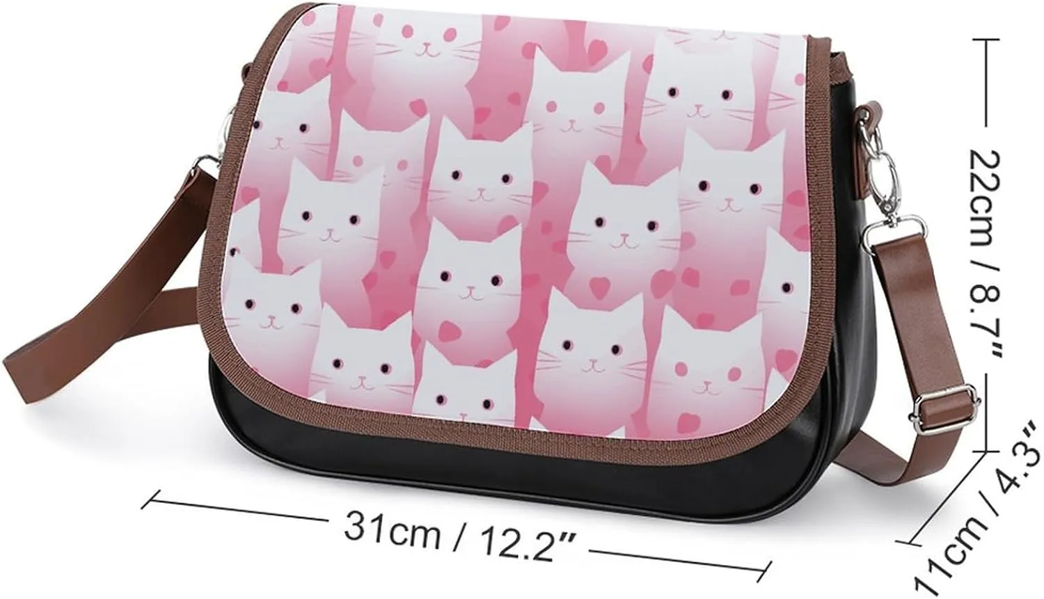 Leather Crossbody Bag for Women Bugs And Leaves Detachable Strap Handbags Travel Purse Shoulder Bag for Daily Use