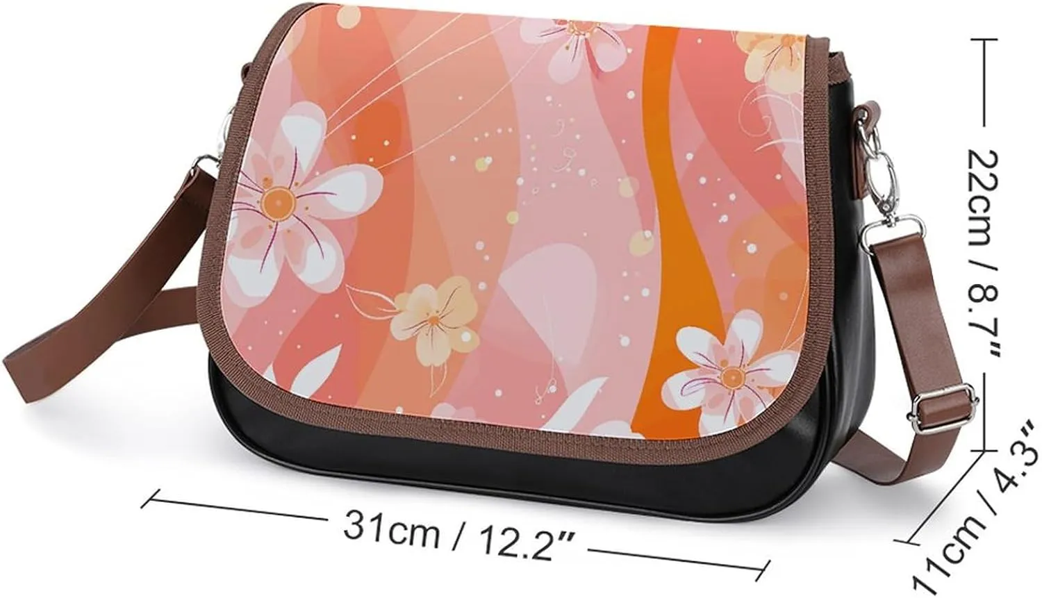 Leather Crossbody Bag for Women Bugs And Leaves Detachable Strap Handbags Travel Purse Shoulder Bag for Daily Use