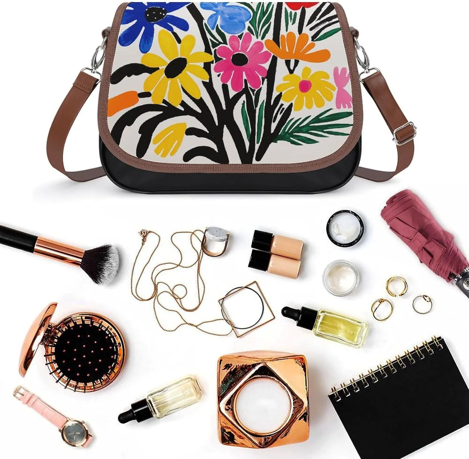 Leather Crossbody Bag for Women Green Pentagon Fruit Detachable Strap Handbags Travel Purse Shoulder Bag for Daily Use