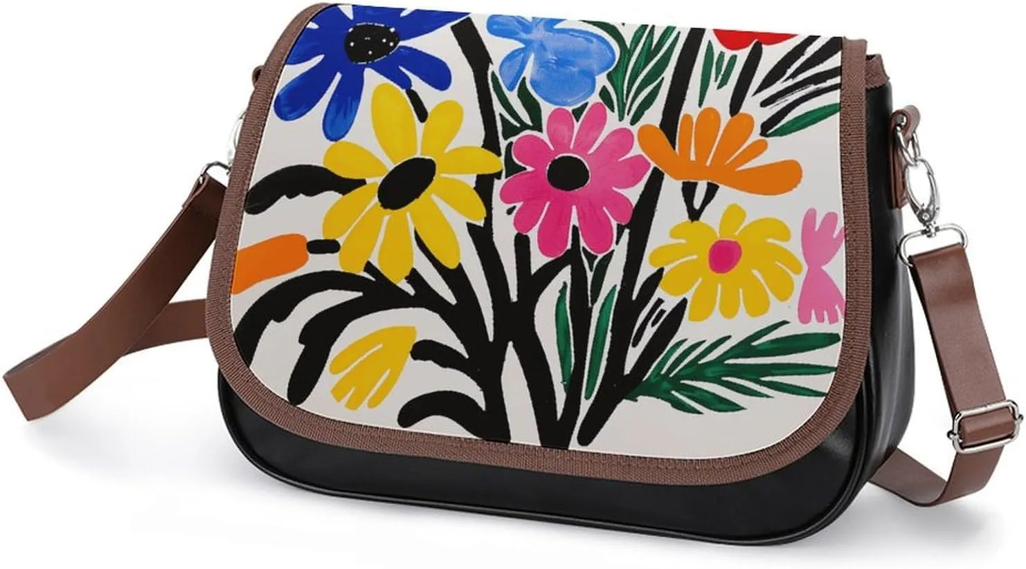 Leather Crossbody Bag for Women Green Pentagon Fruit Detachable Strap Handbags Travel Purse Shoulder Bag for Daily Use