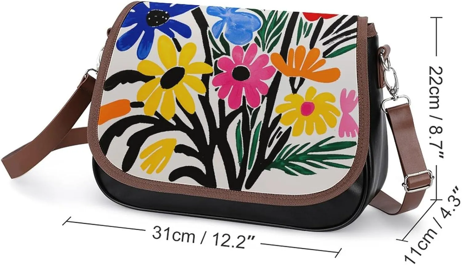 Leather Crossbody Bag for Women Green Pentagon Fruit Detachable Strap Handbags Travel Purse Shoulder Bag for Daily Use