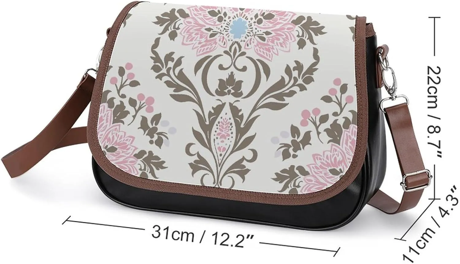 Leather Crossbody Bag for Women Rabbit on Hot Air Balloon Detachable Strap Handbags Travel Purse Shoulder Bag for Daily Use
