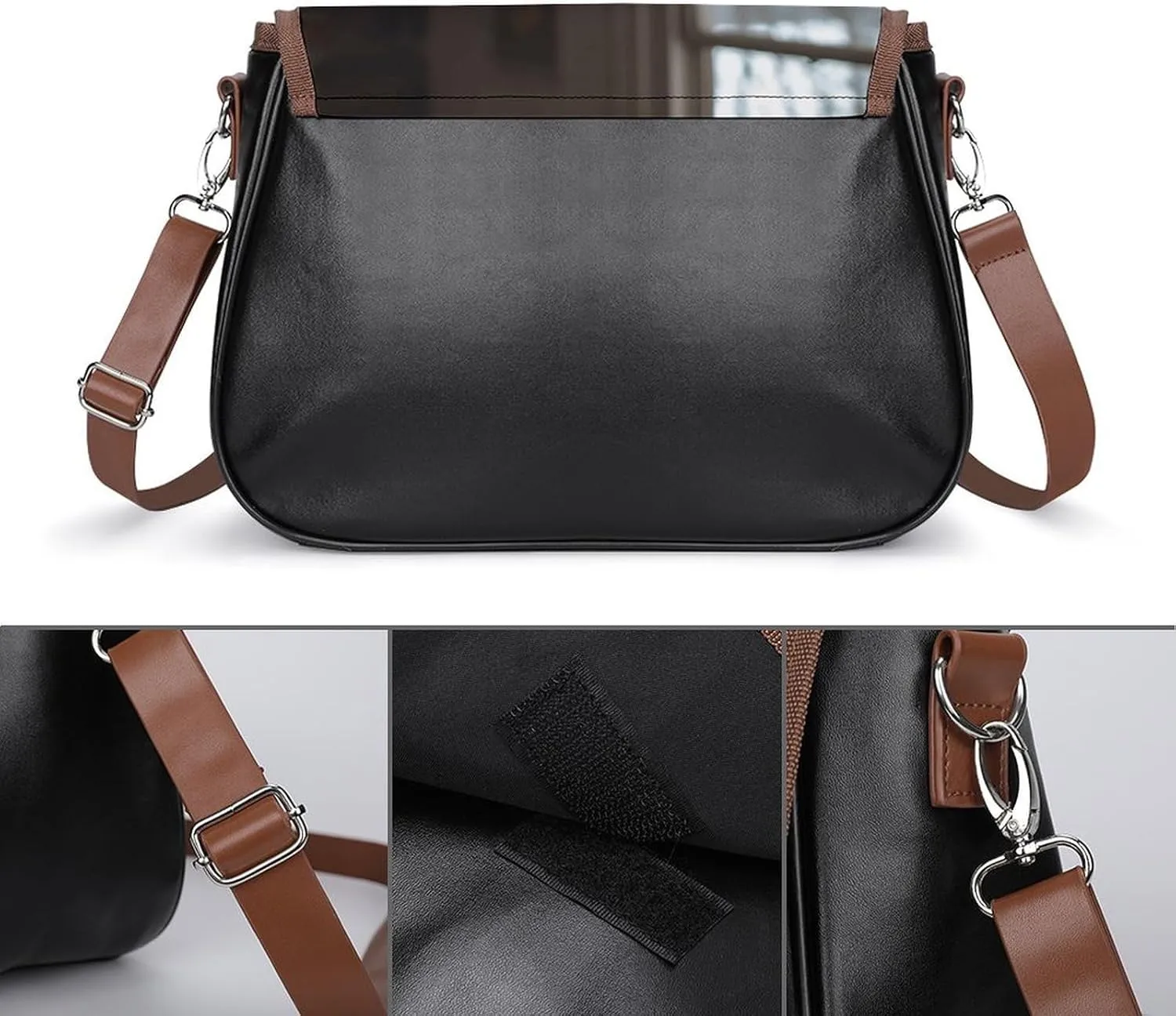 Leather Crossbody Bag for Women Rabbit on Hot Air Balloon Detachable Strap Handbags Travel Purse Shoulder Bag for Daily Use