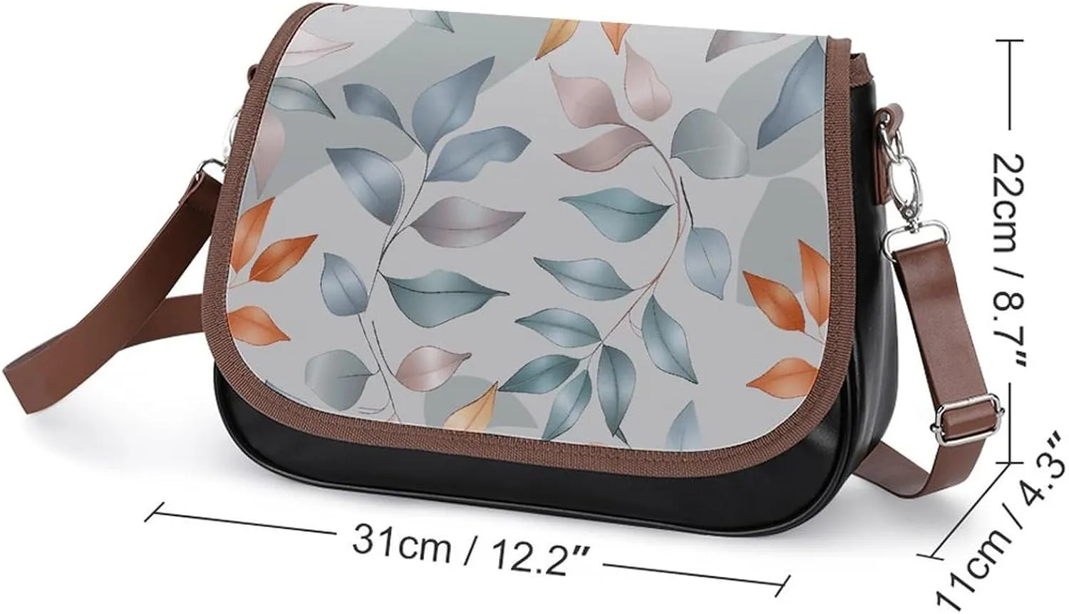 Leather Crossbody Bag for Women Rabbit on Hot Air Balloon Detachable Strap Handbags Travel Purse Shoulder Bag for Daily Use