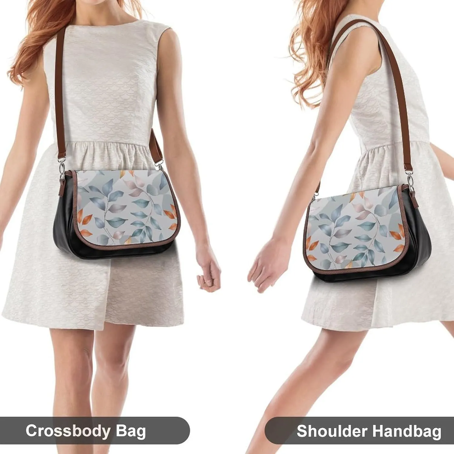 Leather Crossbody Bag for Women Rabbit on Hot Air Balloon Detachable Strap Handbags Travel Purse Shoulder Bag for Daily Use
