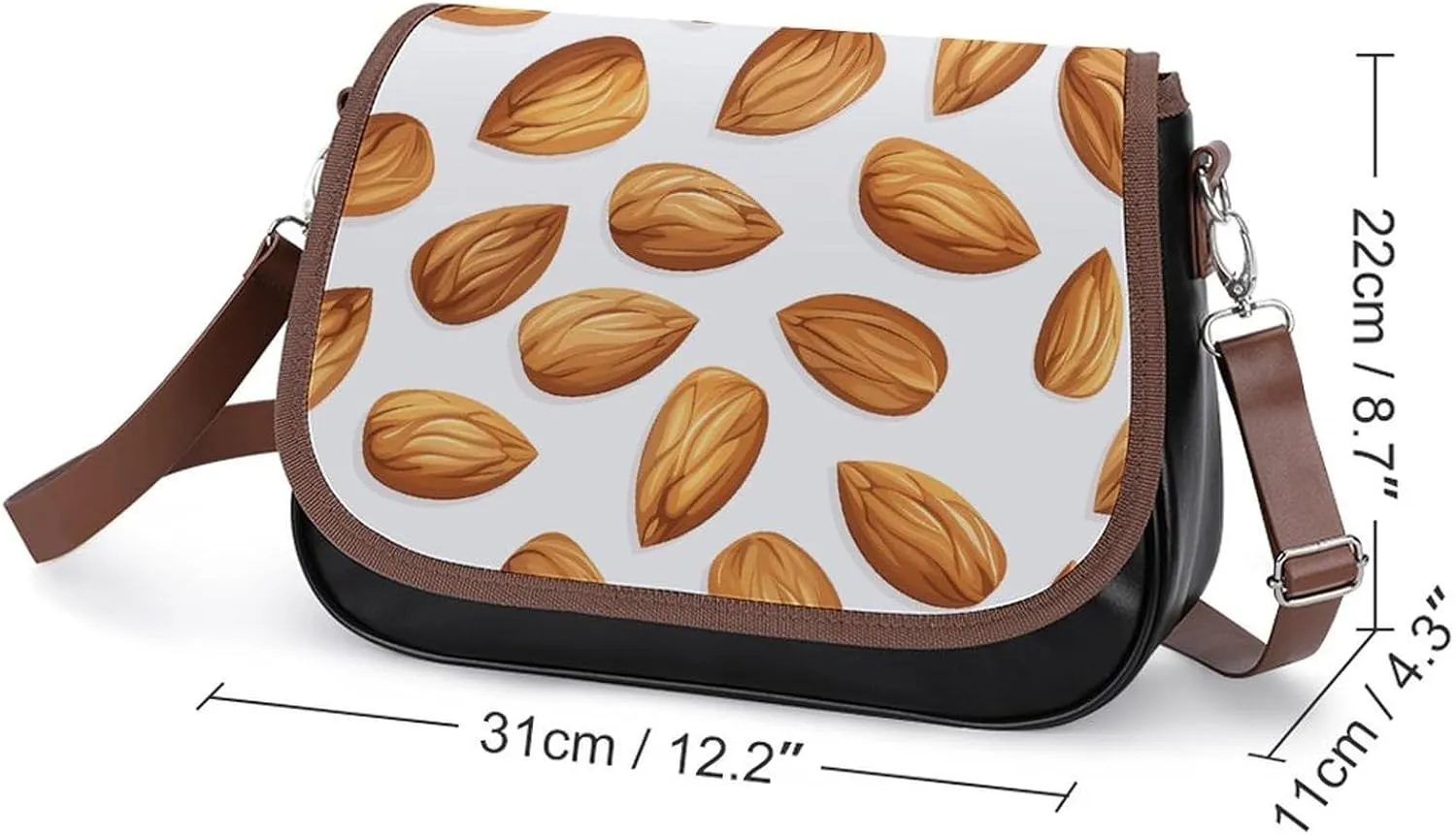 Leather Crossbody Bag for Women Sandwich Repeating Pattern Detachable Strap Handbags Travel Purse Shoulder Bag for Daily Use