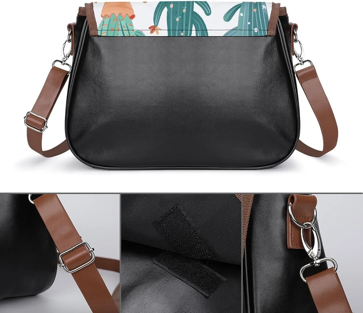 Leather Crossbody Bag for Women Small Pine Branch Detachable Strap Handbags Travel Purse Shoulder Bag for Daily Use