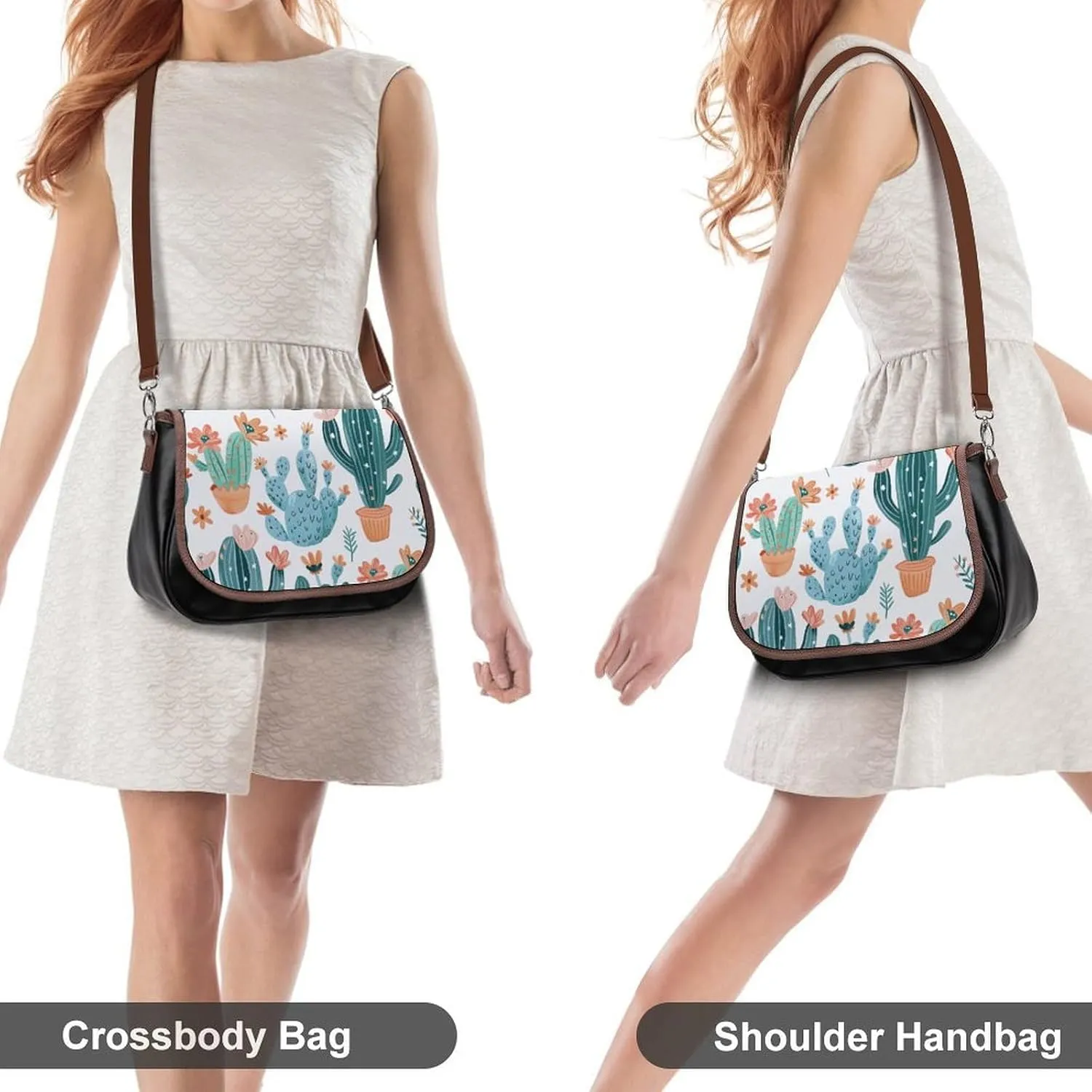 Leather Crossbody Bag for Women Small Pine Branch Detachable Strap Handbags Travel Purse Shoulder Bag for Daily Use