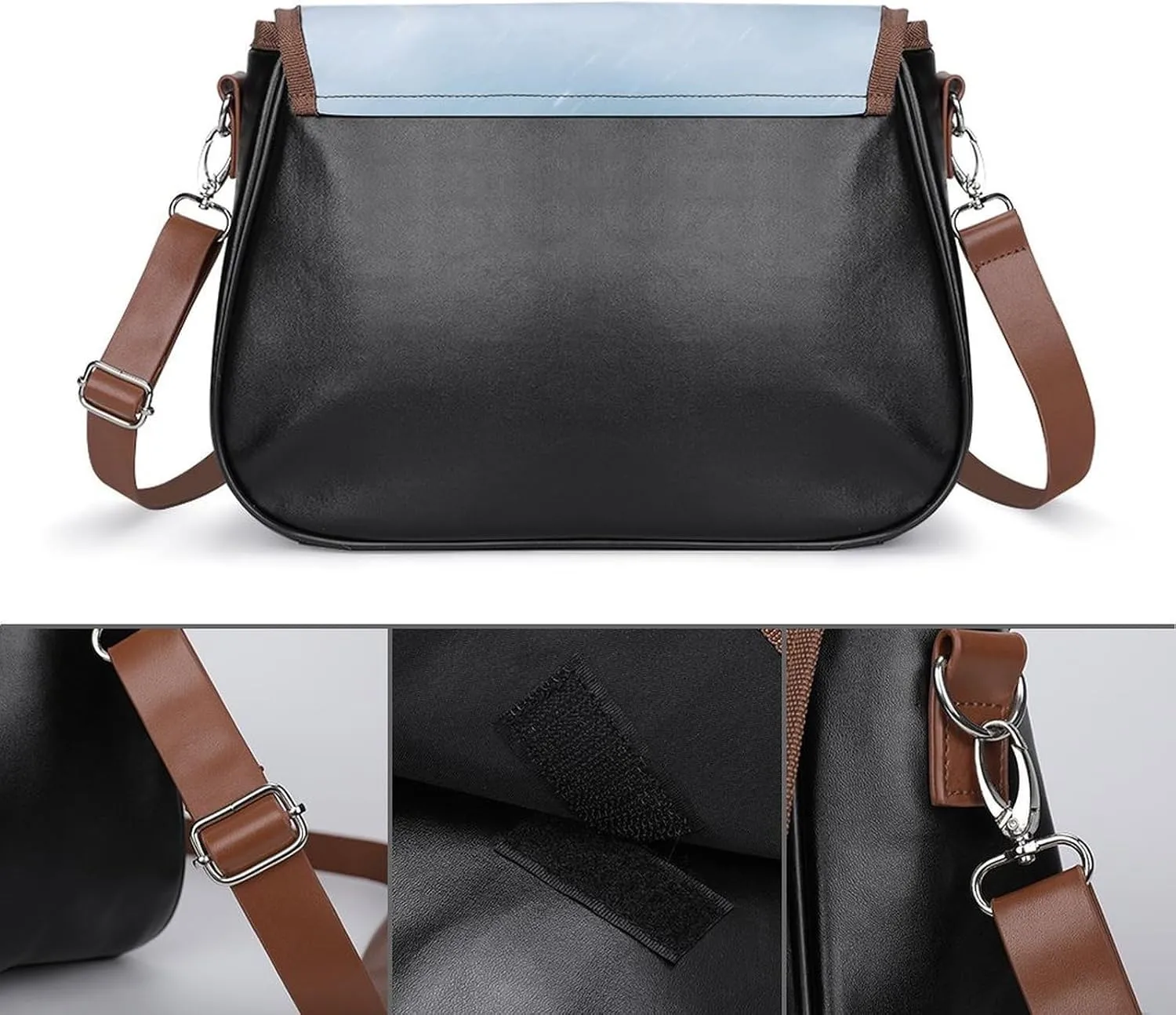 Leather Crossbody Bag for Women Squirrel Eats Nuts Detachable Strap Handbags Travel Purse Shoulder Bags for Daily Use