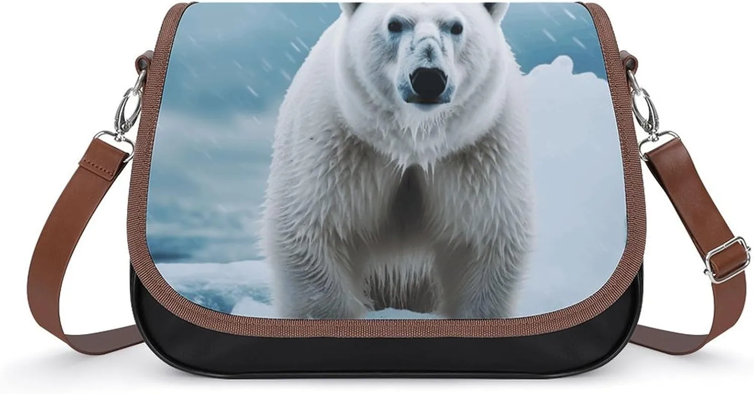 Leather Crossbody Bag for Women Squirrel Eats Nuts Detachable Strap Handbags Travel Purse Shoulder Bags for Daily Use