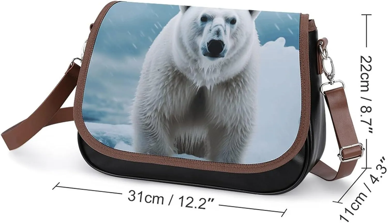 Leather Crossbody Bag for Women Squirrel Eats Nuts Detachable Strap Handbags Travel Purse Shoulder Bags for Daily Use