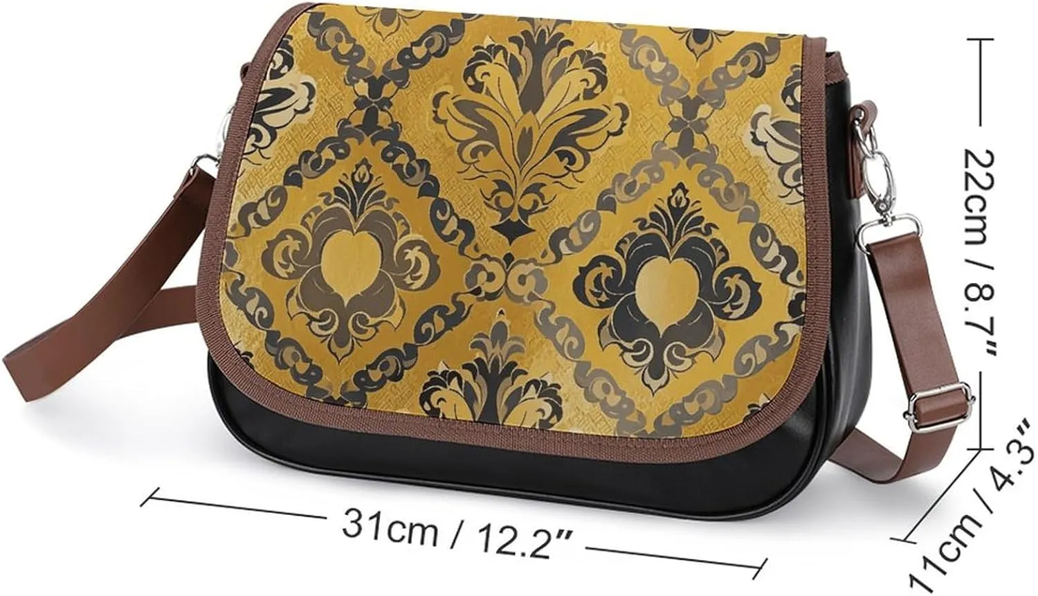 Leather Crossbody Bag for Women Tie-dye Blue Detachable Strap Handbags Travel Purse Shoulder Bag for Daily Use