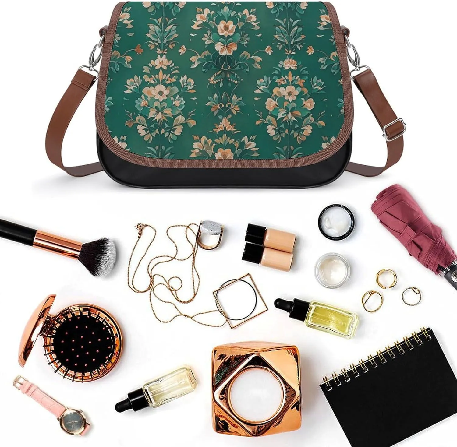 Leather Crossbody Bag for Women Tie-dye Blue Detachable Strap Handbags Travel Purse Shoulder Bag for Daily Use