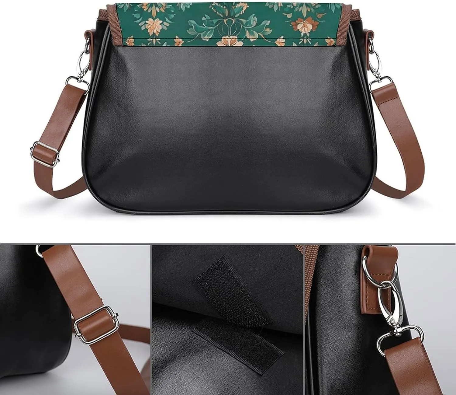 Leather Crossbody Bag for Women Tie-dye Blue Detachable Strap Handbags Travel Purse Shoulder Bag for Daily Use