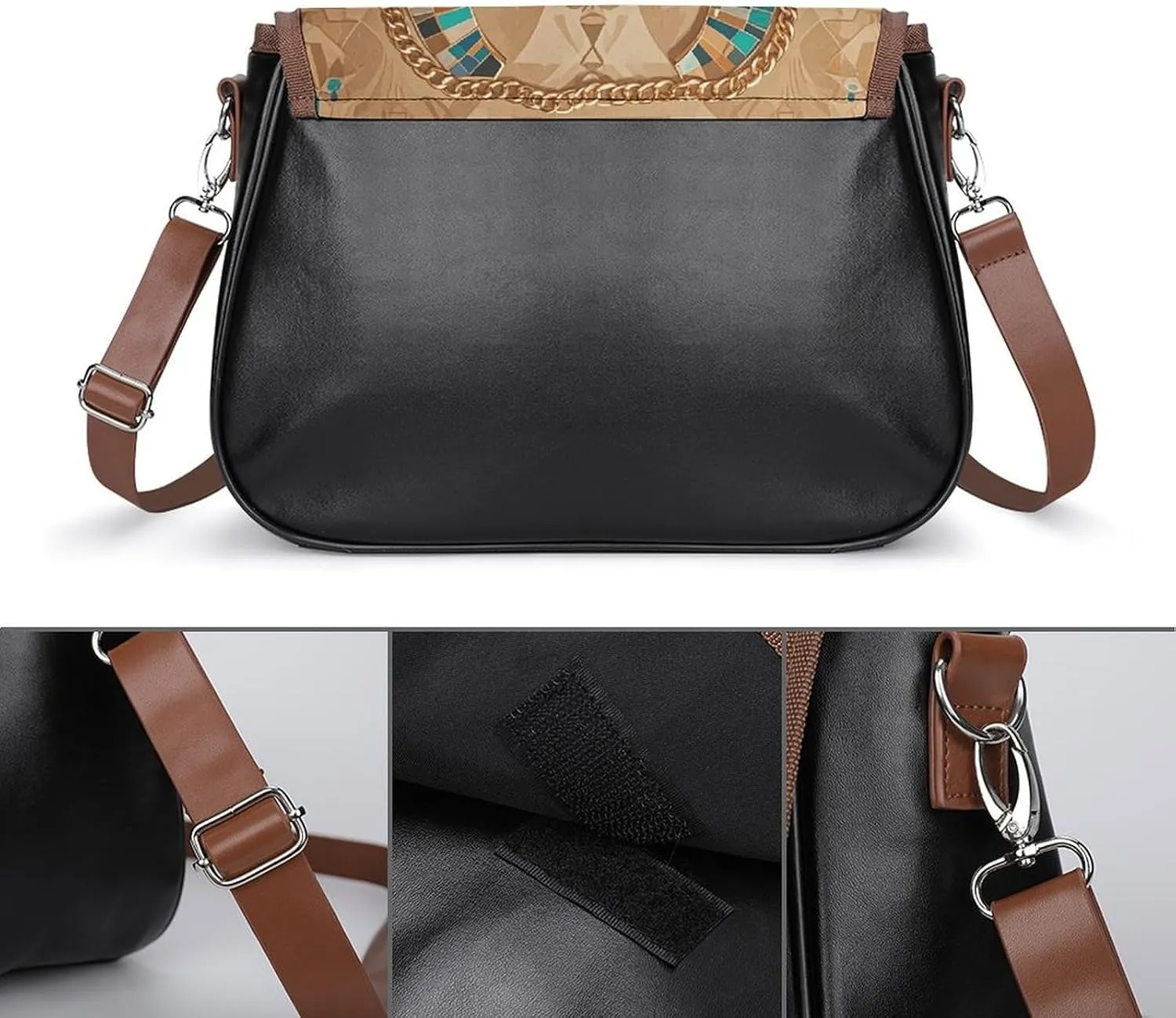 Leather Crossbody Bag for Women Tie-dye Blue Detachable Strap Handbags Travel Purse Shoulder Bag for Daily Use