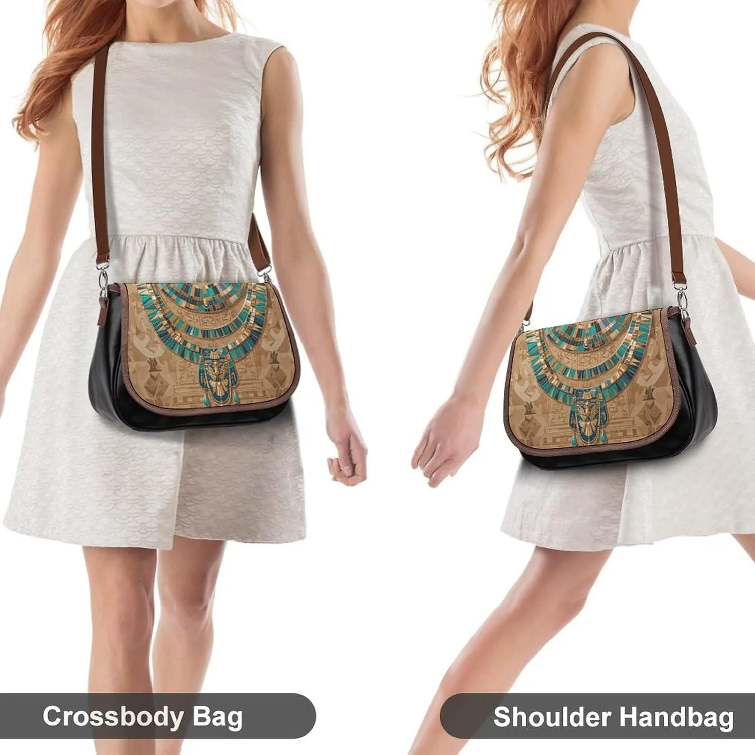 Leather Crossbody Bag for Women Tie-dye Blue Detachable Strap Handbags Travel Purse Shoulder Bag for Daily Use