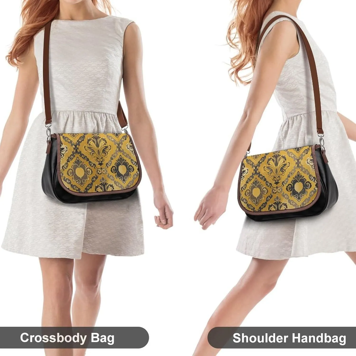Leather Crossbody Bag for Women Tie-dye Blue Detachable Strap Handbags Travel Purse Shoulder Bag for Daily Use