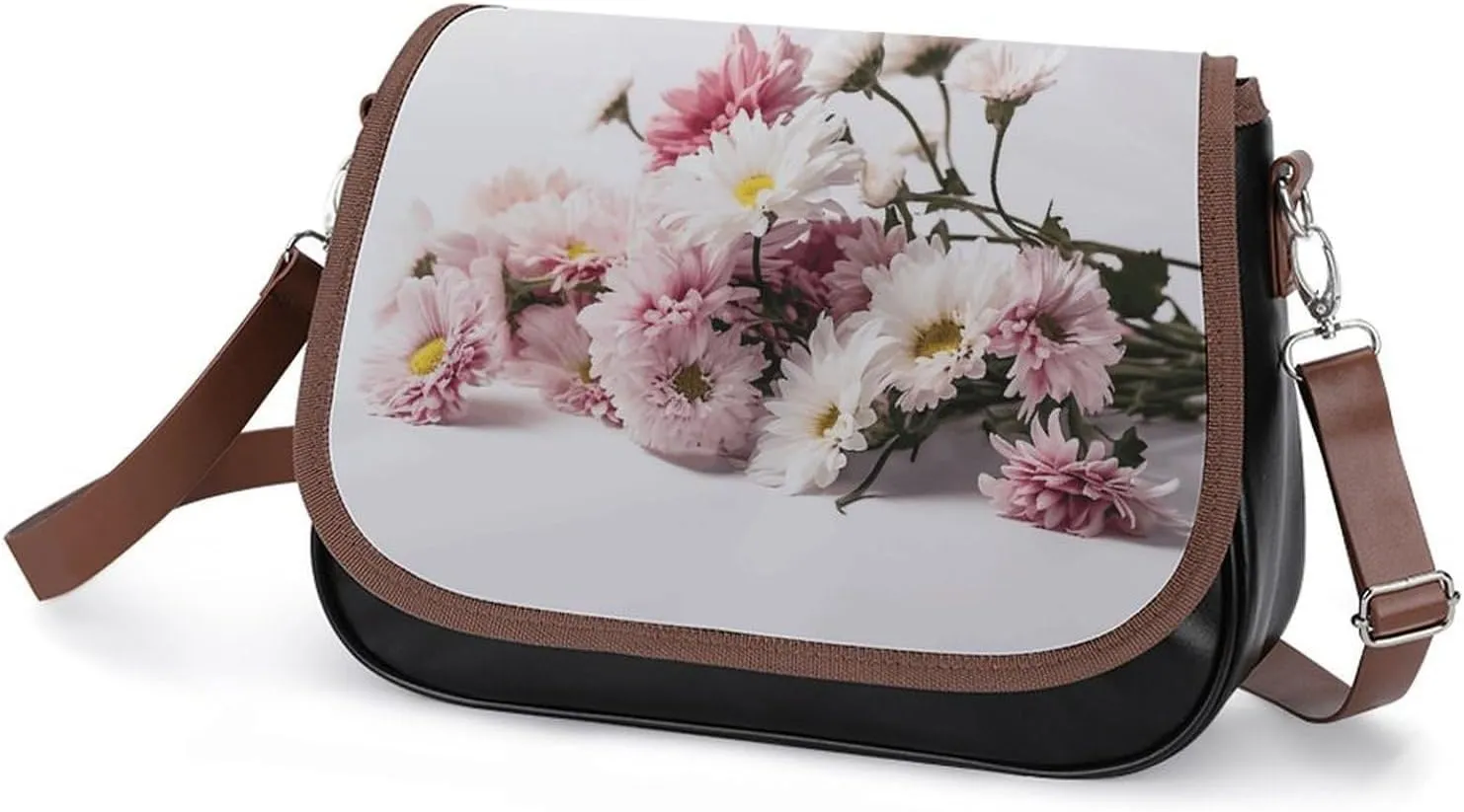 Leather Crossbody Bag for Women With Leaf Pattern Detachable Strap Handbags Travel Purse Shoulder Bag for Daily Use