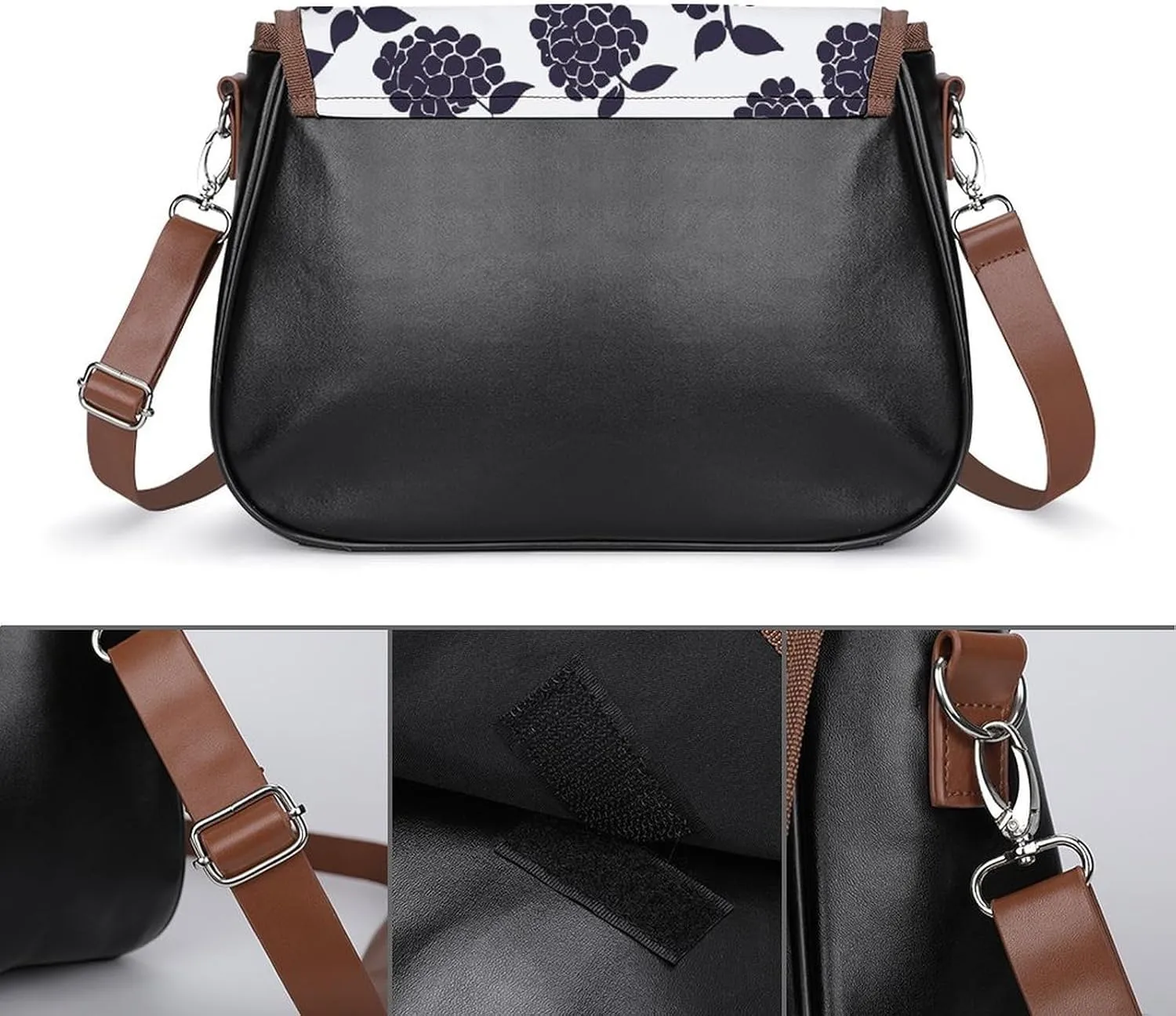 Leather Crossbody Bag for Women With Leaf Pattern Detachable Strap Handbags Travel Purse Shoulder Bag for Daily Use