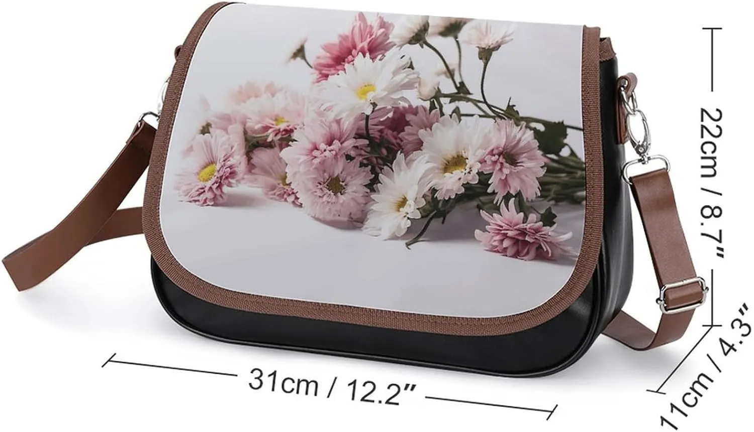 Leather Crossbody Bag for Women With Leaf Pattern Detachable Strap Handbags Travel Purse Shoulder Bag for Daily Use