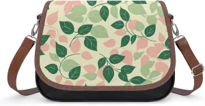 Leather Crossbody Bag for Women With Leaf Pattern Detachable Strap Handbags Travel Purse Shoulder Bag for Daily Use