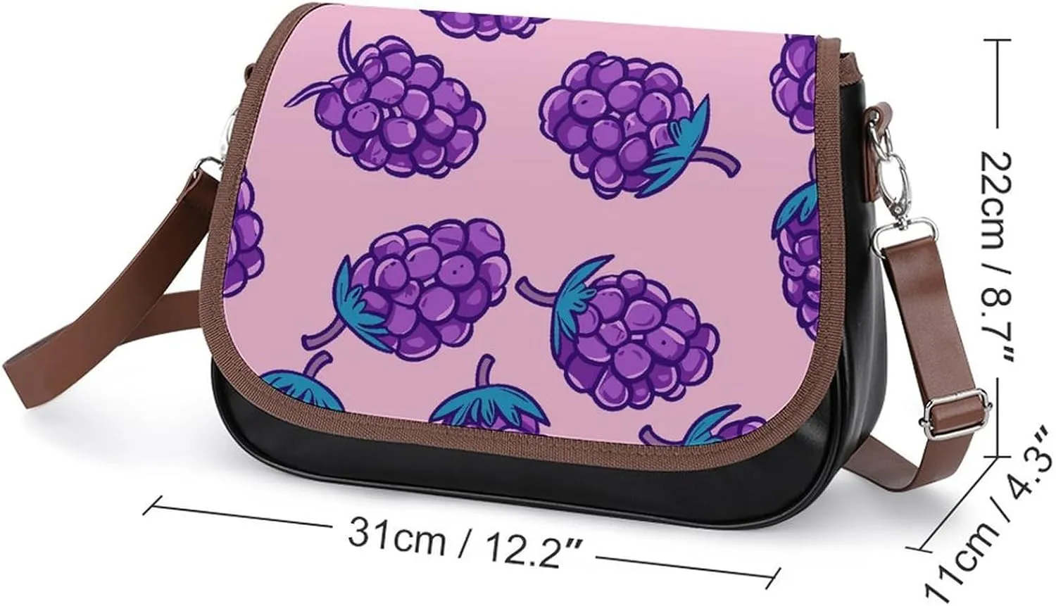 Leather Crossbody Bag for Women With Leaf Pattern Detachable Strap Handbags Travel Purse Shoulder Bag for Daily Use