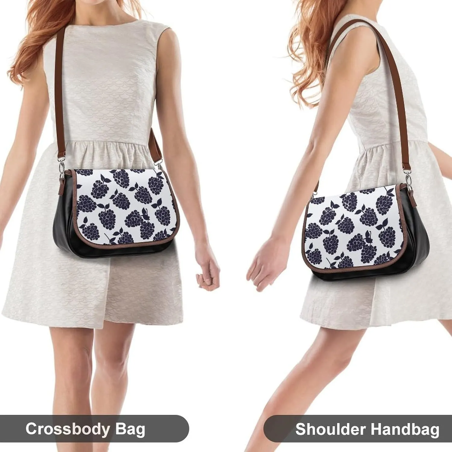 Leather Crossbody Bag for Women With Leaf Pattern Detachable Strap Handbags Travel Purse Shoulder Bag for Daily Use