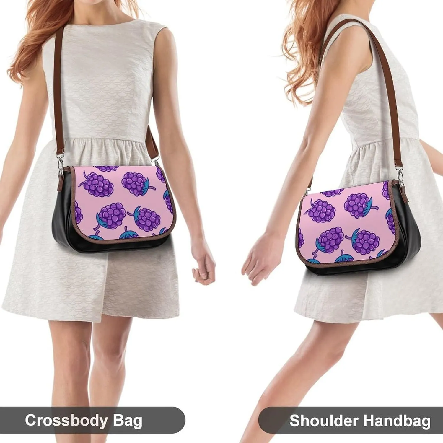 Leather Crossbody Bag for Women With Leaf Pattern Detachable Strap Handbags Travel Purse Shoulder Bag for Daily Use