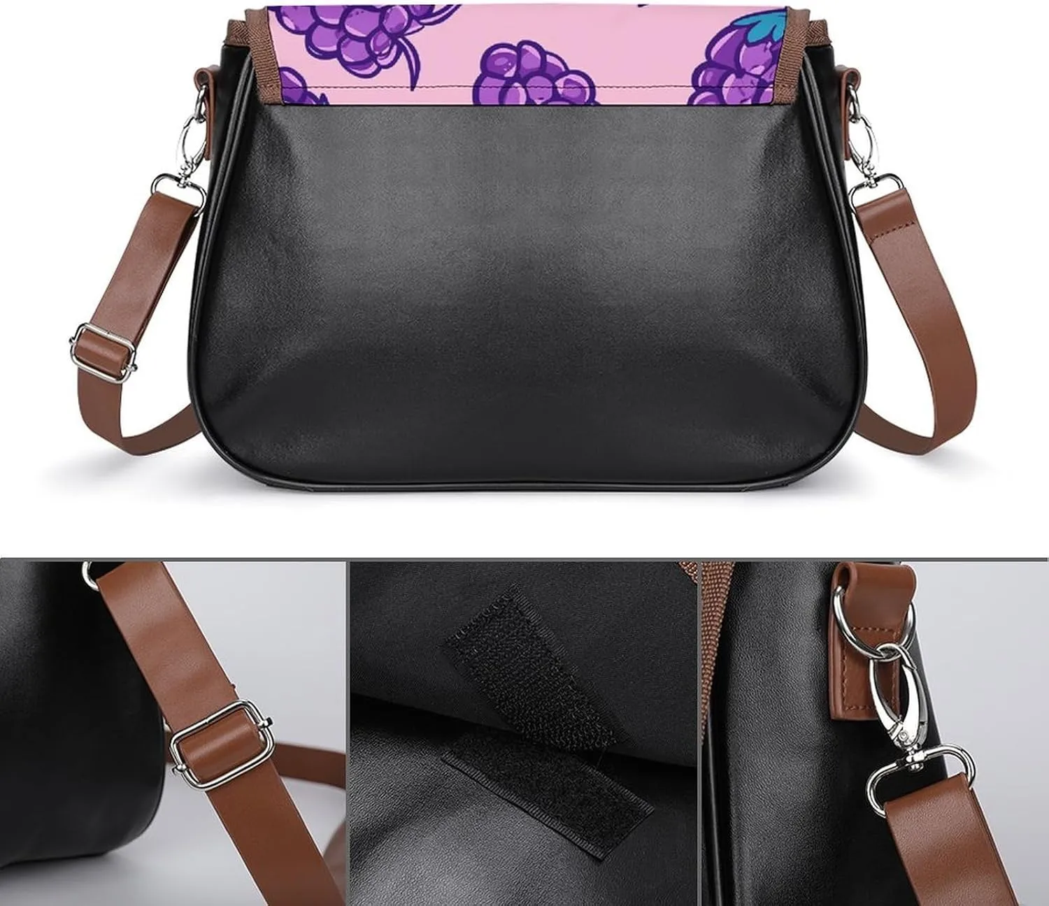 Leather Crossbody Bag for Women With Leaf Pattern Detachable Strap Handbags Travel Purse Shoulder Bag for Daily Use