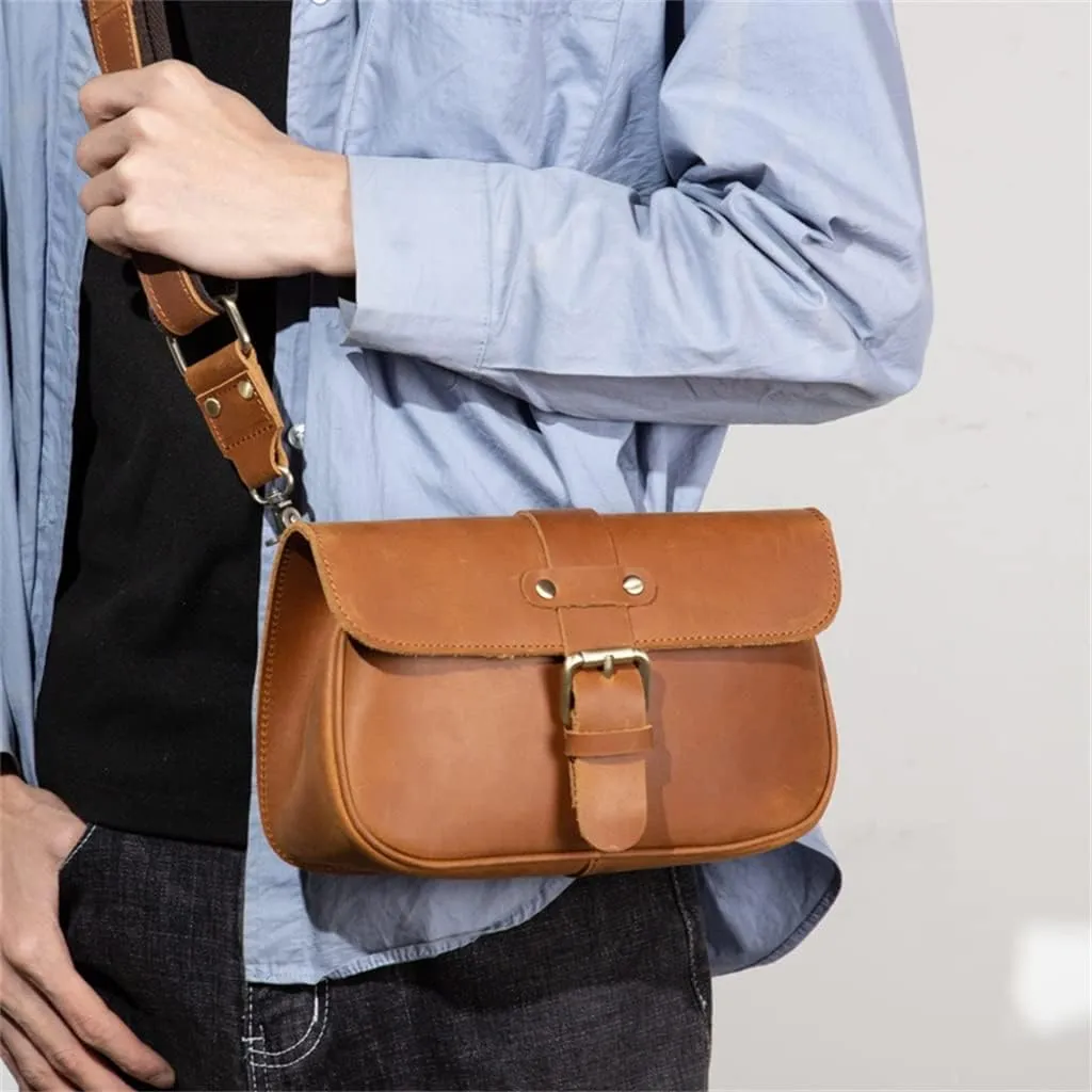 Leather Mailman Men's Bag Messenger Bag Retro Leather Casual Men's Shoulder Bag Small Backpack