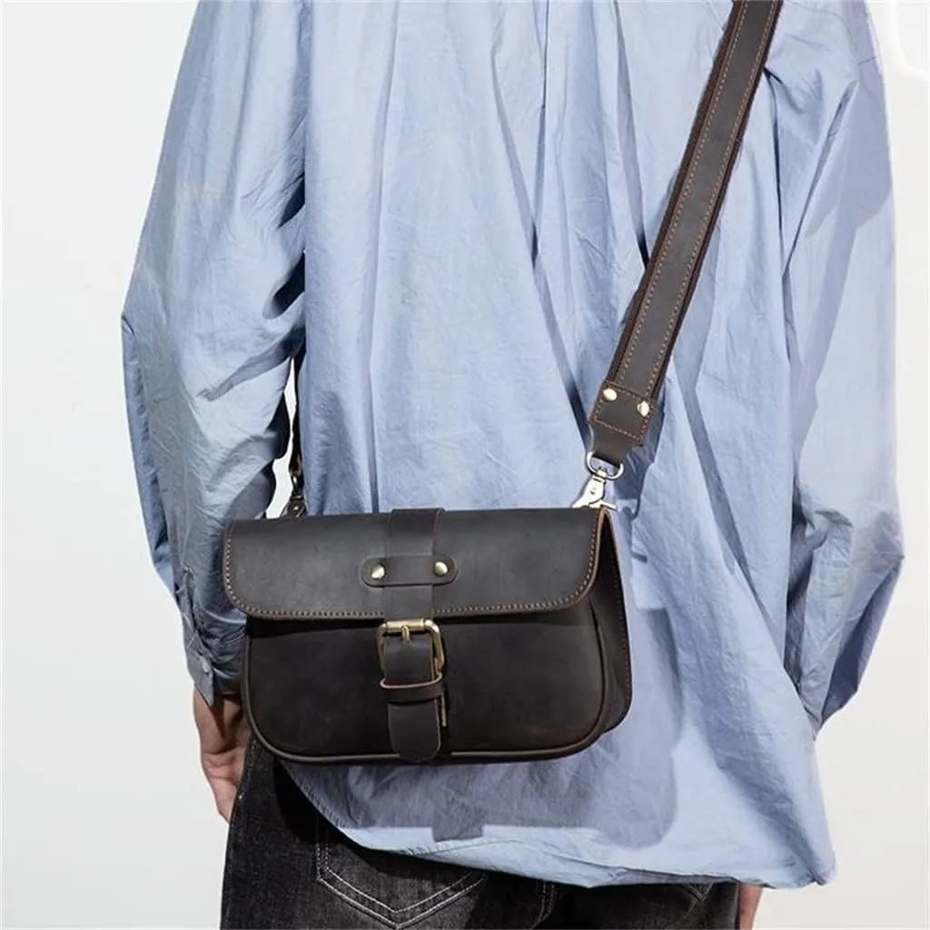 Leather Mailman Men's Bag Messenger Bag Retro Leather Casual Men's Shoulder Bag Small Backpack