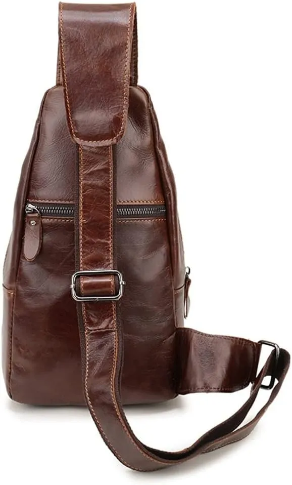 Leather Men's Shoulder Bag Layer Leather Casual Chest Bag Crossbody Bag Chest Pack