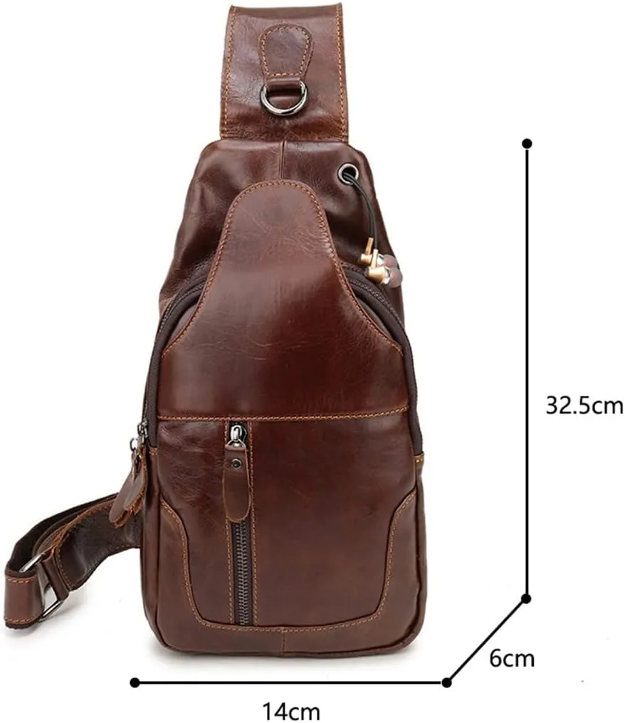 Leather Men's Shoulder Bag Layer Leather Casual Chest Bag Crossbody Bag Chest Pack