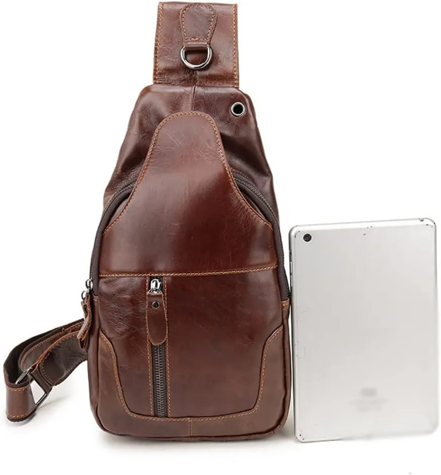 Leather Men's Shoulder Bag Layer Leather Casual Chest Bag Crossbody Bag Chest Pack