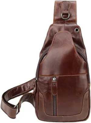 Leather Men's Shoulder Bag Layer Leather Casual Chest Bag Crossbody Bag Chest Pack