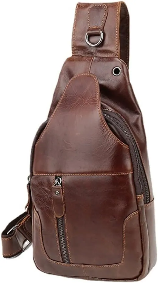 Leather Men's Shoulder Bag Layer Leather Casual Chest Bag Crossbody Bag Chest Pack