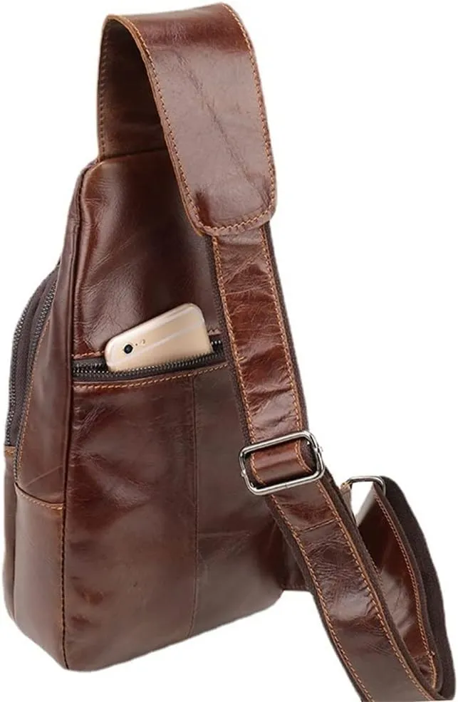 Leather Men's Shoulder Bag Layer Leather Casual Chest Bag Crossbody Bag Chest Pack