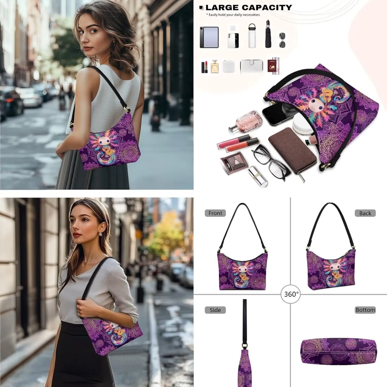 Leather Purse and Wallet Set Womens Shoulder Handbags with Matching Wallet Small Hobo Tote Bag Purse Clutch