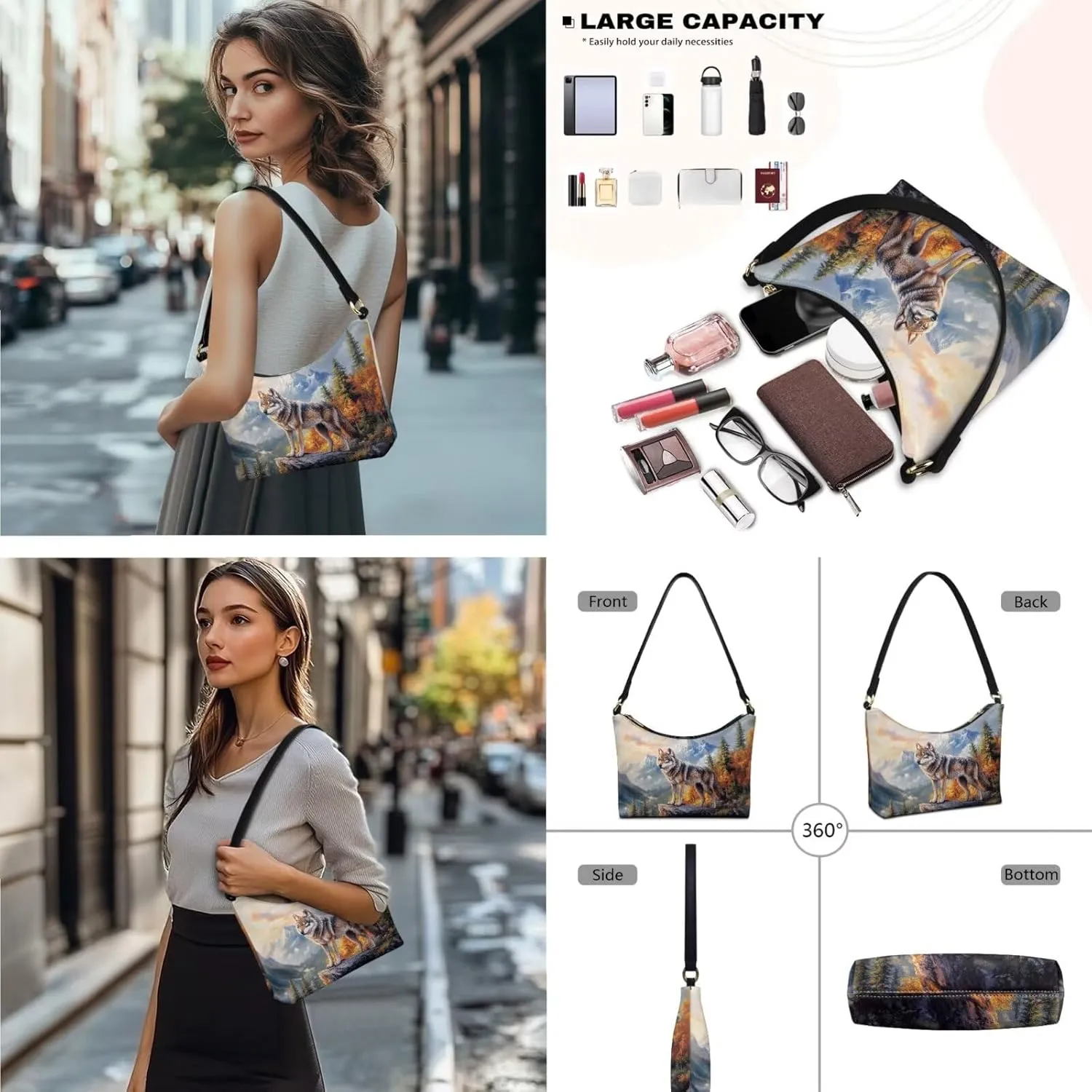 Leather Purse and Wallet Set Womens Shoulder Handbags with Matching Wallet Small Hobo Tote Bag Purse Clutch