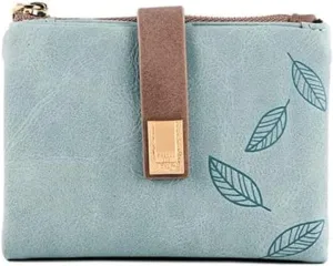 Leather Wallet Pu Leather Women's Wallet Large Capacity Small Purse Clutch for Girls Coin Pocket Birthday Large Capacity (Blue,9.5x11.5cm)