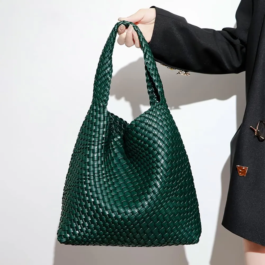 Leather Weave Purses For Women Fashion Shoulder Hobo Bags Woven Tote Handbag Top Handle Bucket Bags