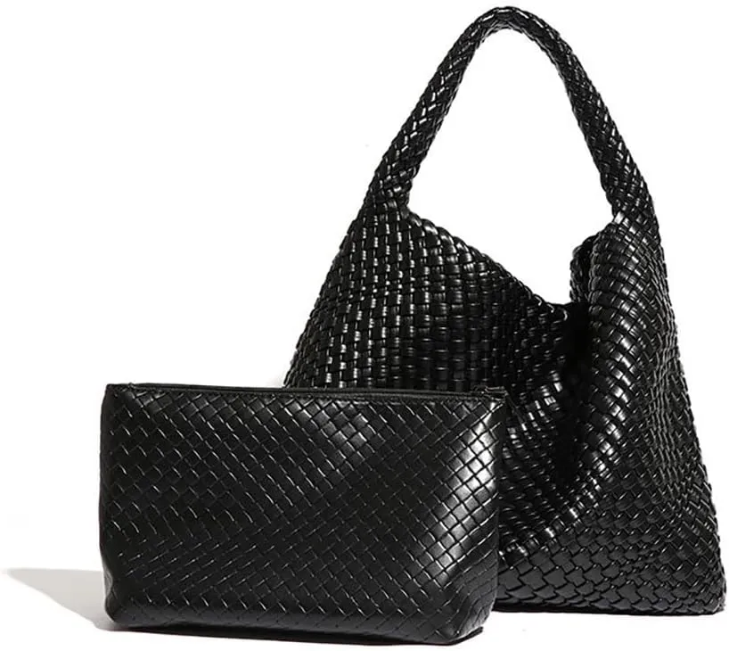 Leather Weave Purses For Women Fashion Shoulder Hobo Bags Woven Tote Handbag Top Handle Bucket Bags