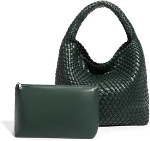 Leather Weave Purses For Women Fashion Shoulder Hobo Bags Woven Tote Handbag Top Handle Bucket Bags