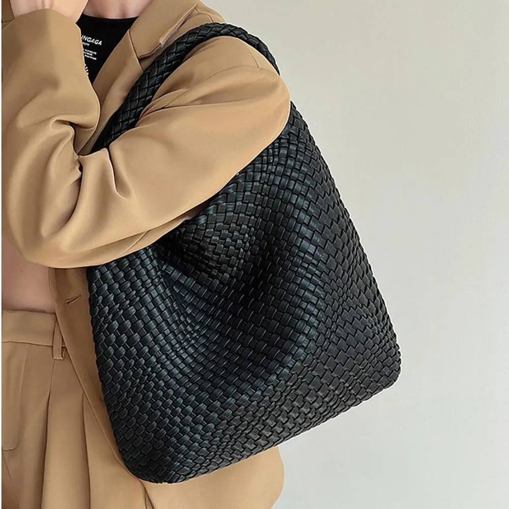 Leather Weave Purses For Women Fashion Shoulder Hobo Bags Woven Tote Handbag Top Handle Bucket Bags