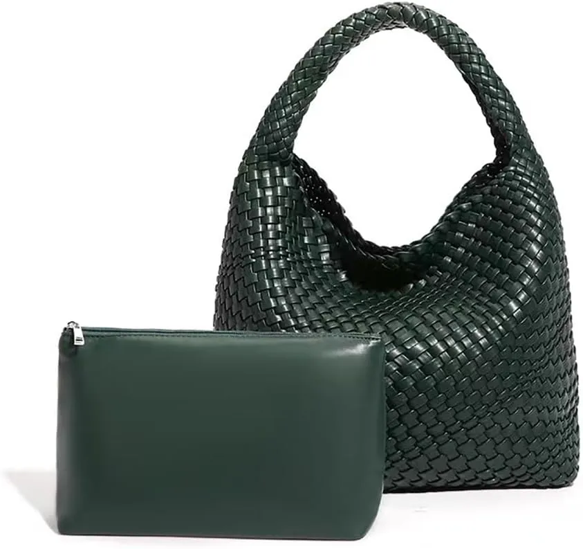Leather Weave Purses For Women Fashion Shoulder Hobo Bags Woven Tote Handbag Top Handle Bucket Bags
