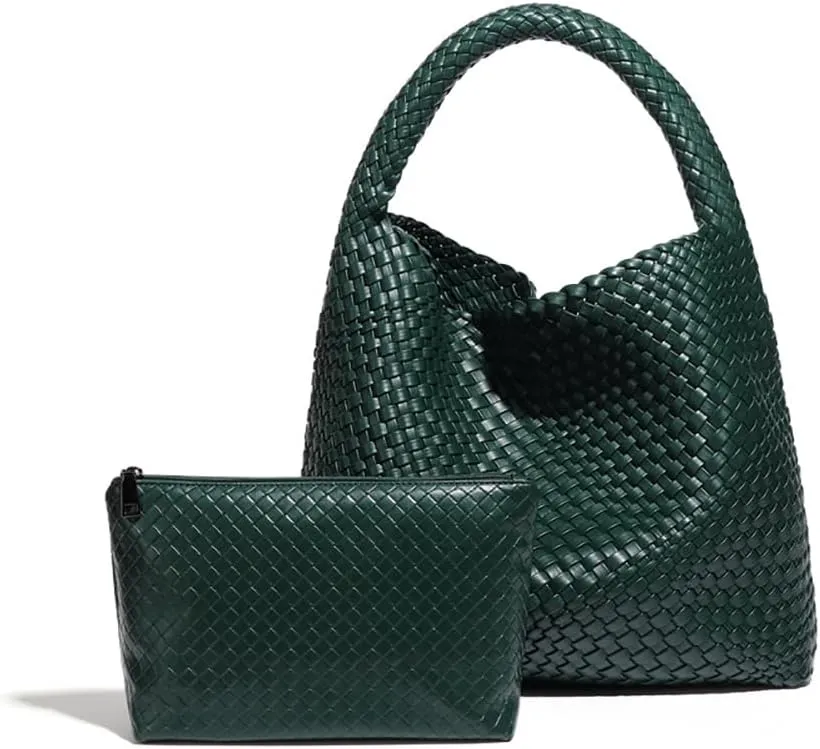 Leather Weave Purses For Women Fashion Shoulder Hobo Bags Woven Tote Handbag Top Handle Bucket Bags