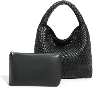 Leather Weave Purses For Women Fashion Shoulder Hobo Bags Woven Tote Handbag Top Handle Bucket Bags