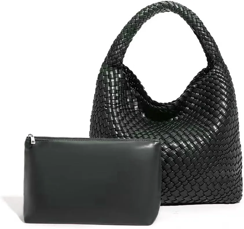 Leather Weave Purses For Women Fashion Shoulder Hobo Bags Woven Tote Handbag Top Handle Bucket Bags