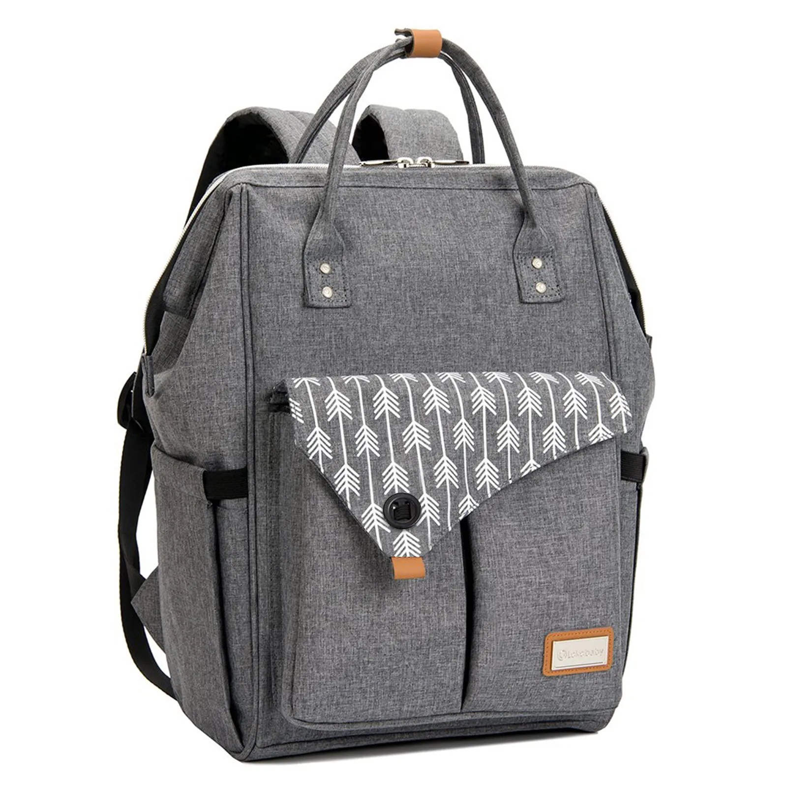 Lekebaby Diaper Bag Backpack with Stroller Straps Multifunction Baby Diaper Backpack, Gray